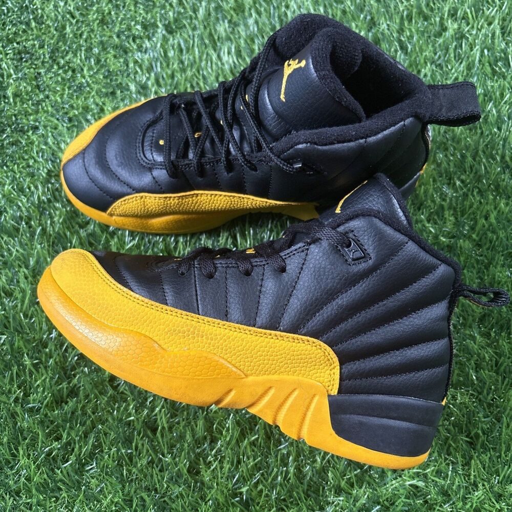 Nike Air Jordan 12 Retro GS Black/University Gold Sneakers 151186-070 Size 1.5Y